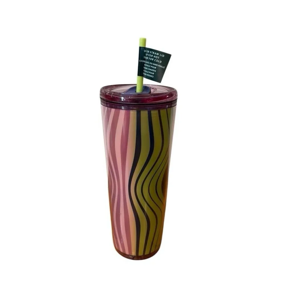 Starbucks Purple Pink Lime Wave 24oz Venti Cold Cup Tumbler NEW